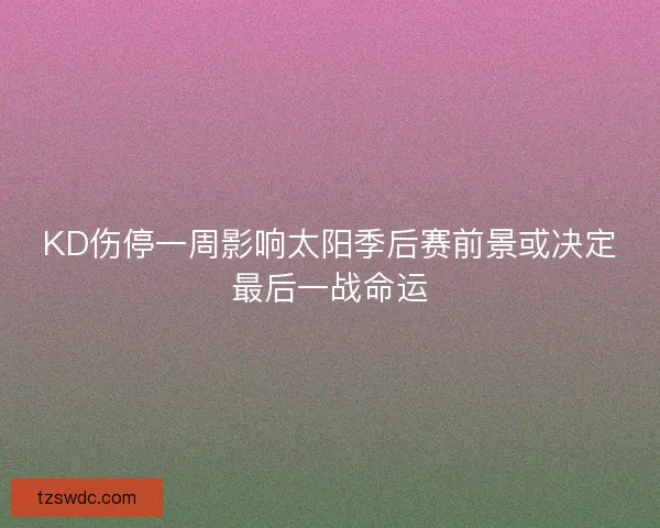 KD伤停一周影响太阳季后赛前景或决定最后一战命运 KD伤停一周影响太阳季后赛前景或决定最后一战命运