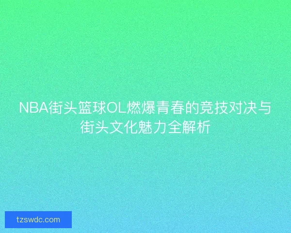 NBA街头篮球OL燃爆青春的竞技对决与街头文化魅力全解析