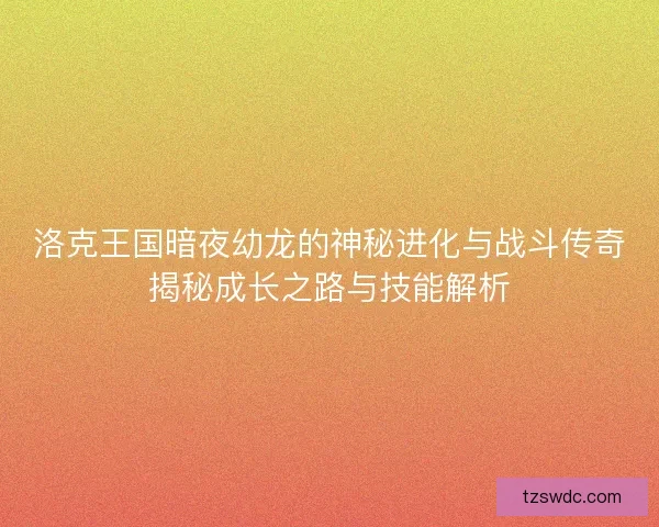 洛克王国暗夜幼龙的神秘进化与战斗传奇揭秘成长之路与技能解析