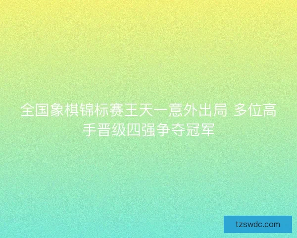 全国象棋锦标赛王天一意外出局 多位高手晋级四强争夺冠军